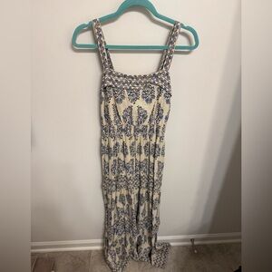 Sincerely Jules Cream and Blue Floral Maxi Dress
